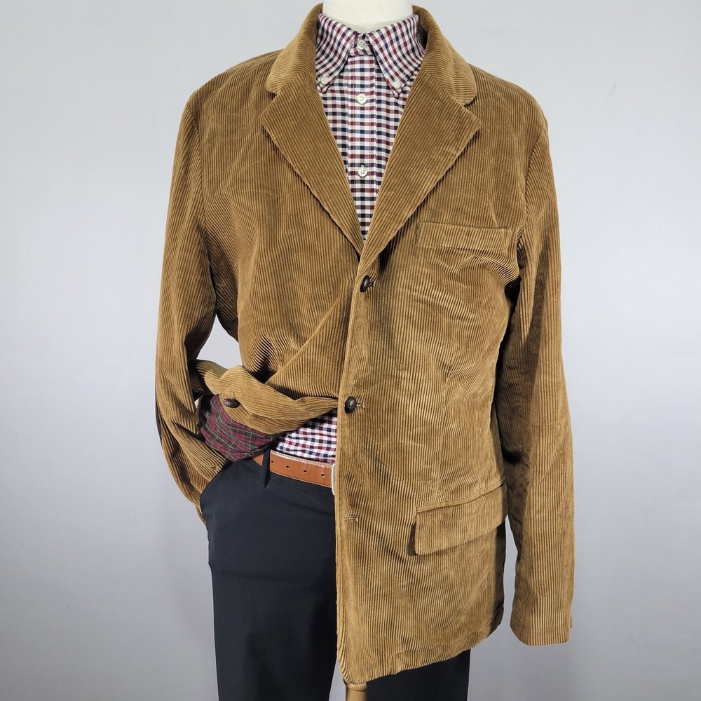 L.L Bean Men's Sport Coat Blazer Three Button Brown Corduroy Cotton Size 44 TALL